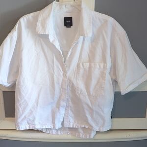Vans White Short Sleeve Button Up Shirt | Pocket | Size M | AS IS